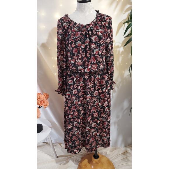 Talbots Dresses & Skirts - Talbots Floral Scalloped Ruffle Button Maxi Dress Womens Size LP Cottagecore